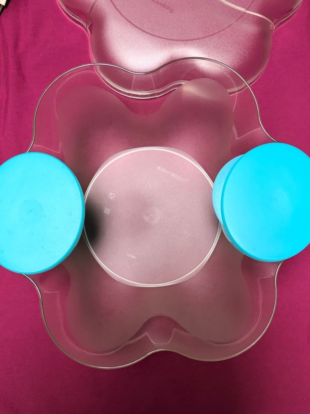 Tupperware Vintage 6-piece Flower Chip 'N Dip Set Frosted Clear Flower-Shaped